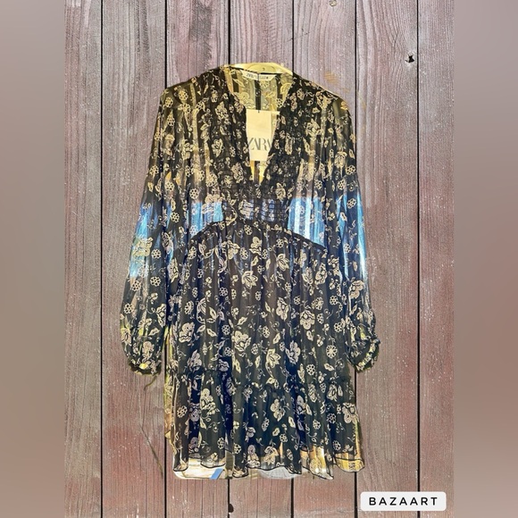 ZARA long sleeve mini dress, New - Picture 2 of 5